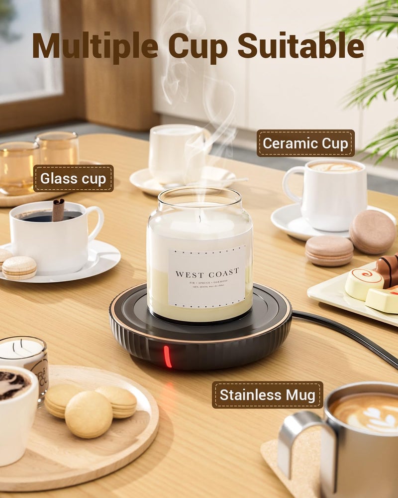 House Gem HouseGem Large Candle Warmer Plate - Coffee Cup Mug Warmer for Desk, Candle Melter, Electric Mug Heater for Beverages, Milk & Tea, Coffee Accessories Ideal Gifts Keep Cup Warm (Black) - Image 4